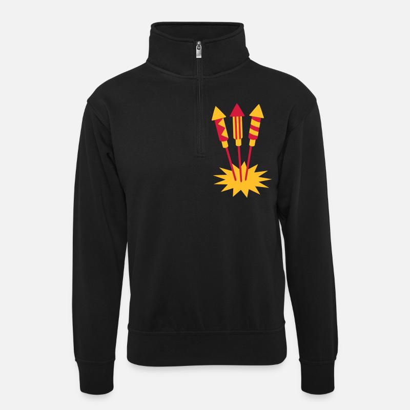 Feu d'artifice - Sweat col montant zippé unisexe - noir