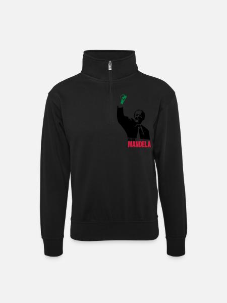 Nelson Mandela - Unisex-sweatshirt med zipkrave - sort