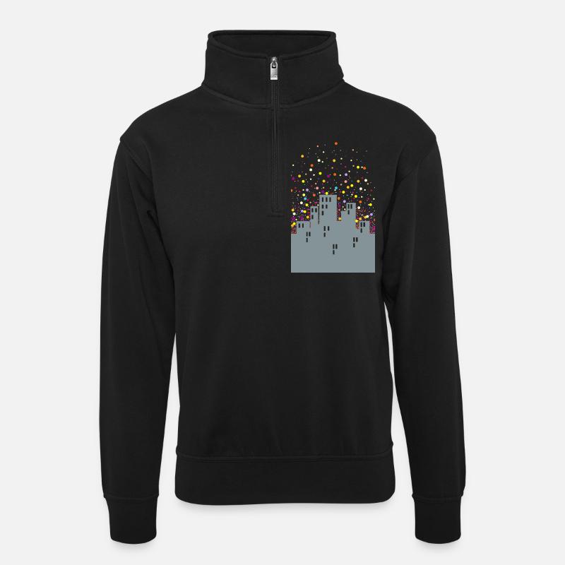 Zuhause daheim - Unisex Pullover mit Zip-Kragen - Schwarz