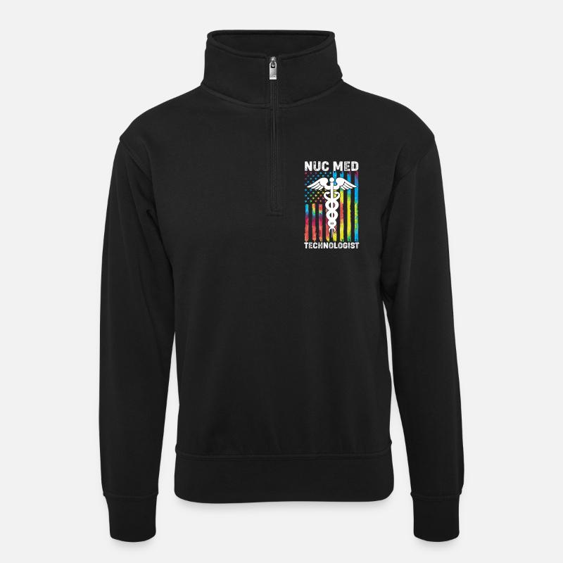 Radiologie Nuklear Atom Nuklearmedizin - Unisex Pullover mit Zip-Kragen - Schwarz