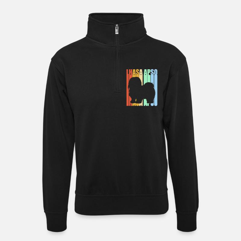 Lhasa Apso - Unisex sweater with zip collar - black