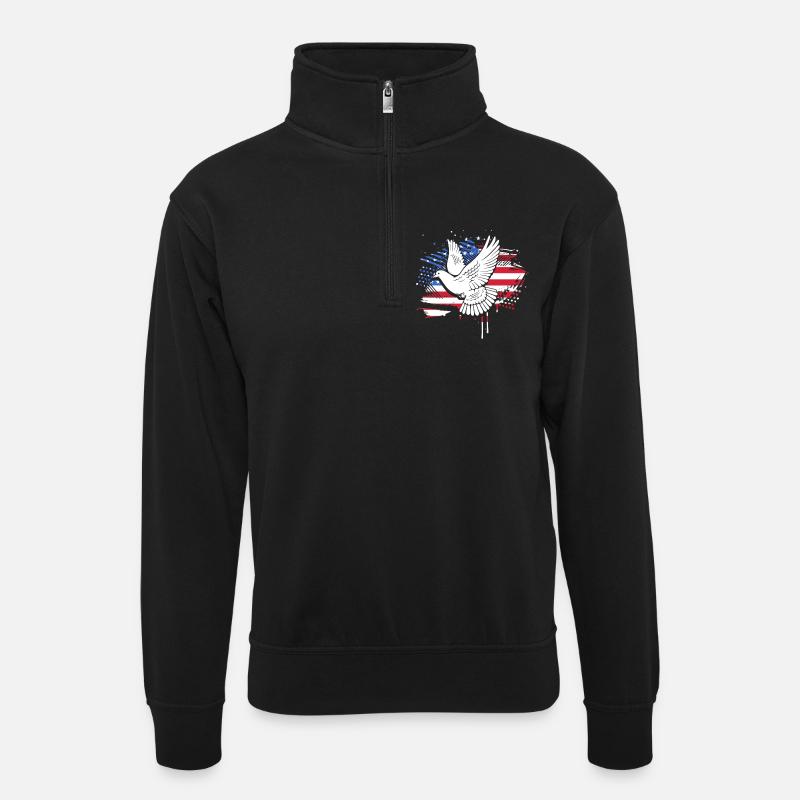 Taube Taubenjagd Jagd Jäger - Unisex Pullover mit Zip-Kragen - Schwarz