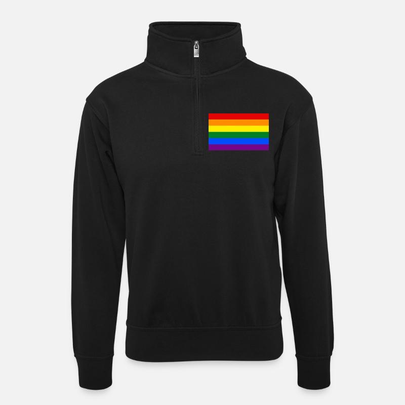 LGBT-Flagge - Unisex Pullover mit Zip-Kragen - Schwarz