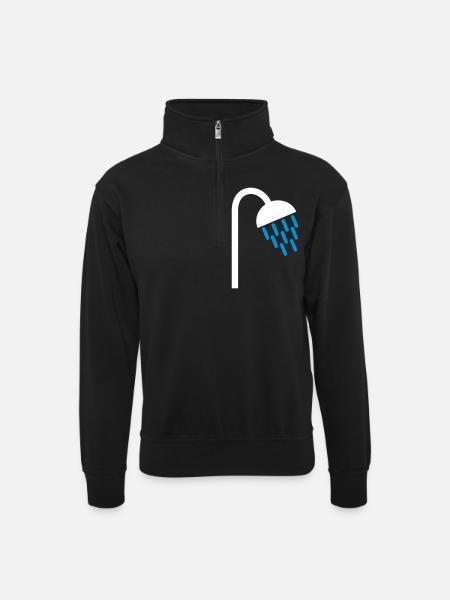 Dusche - Unisex Pullover mit Zip-Kragen - Schwarz