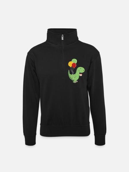 Happy Birthday -Geburtstag Junge T Rex Dinosaurier - Unisex Pullover mit Zip-Kragen - Schwarz