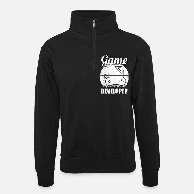 Games Developer - Unisex sweater with zip collar - black