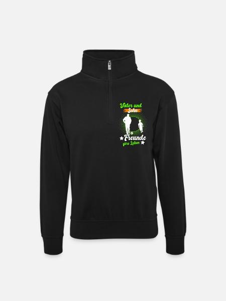 Vater und Sohn Freunde - Unisex Pullover mit Zip-Kragen - Schwarz