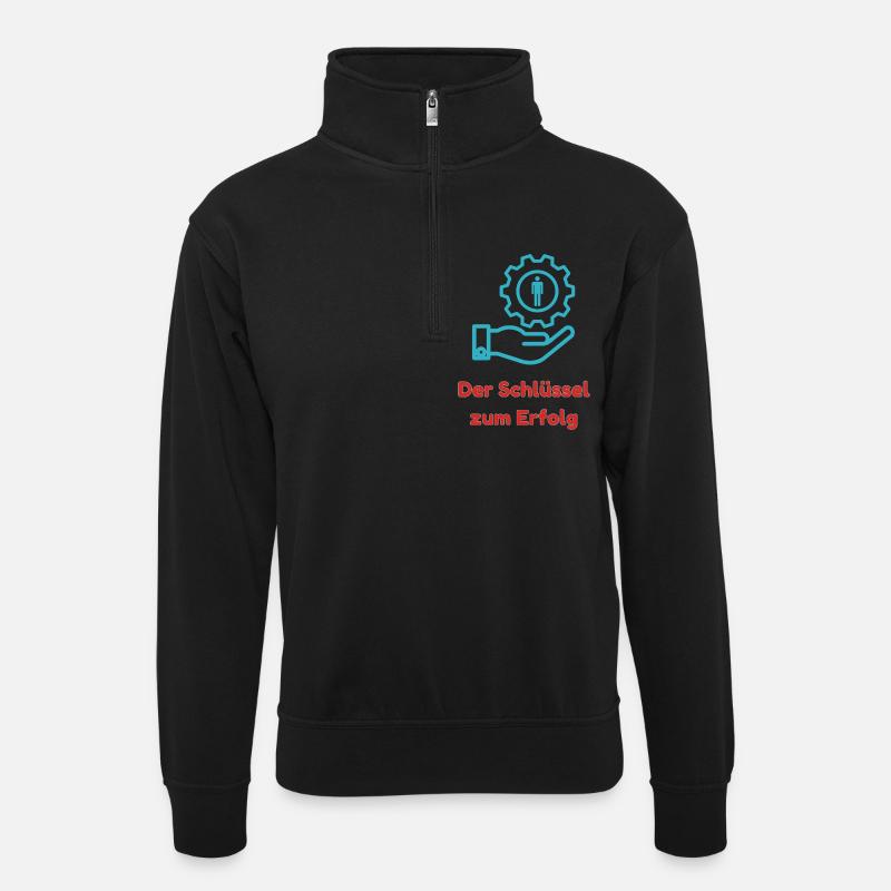 Der Schlüssel zum Erfolg - Unisex Pullover mit Zip-Kragen - Schwarz