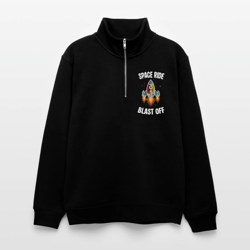 Fusée Espace Retro Scribble Blast Off Sweat col montant zippé unisexe