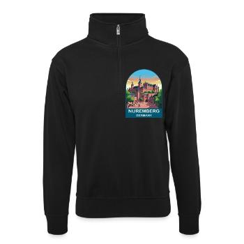 Nürnberg Deutschland Vintage Travel Poster Art - Unisex Pullover mit Zip-Kragen - Schwarz - Vorne
