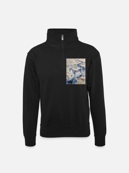 The Initial Wave: Fuzhu – Divine Clarity - Unisex sweater with zip collar - black
