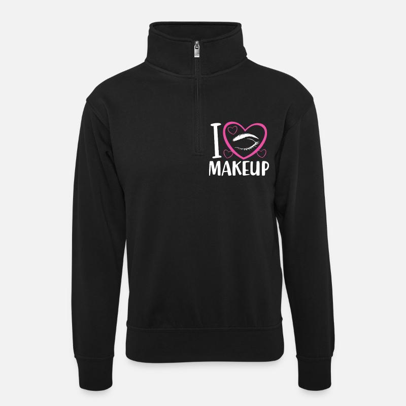 Make-up Cosmetics Beautician Microblading - Unisex sweater with zip collar - black