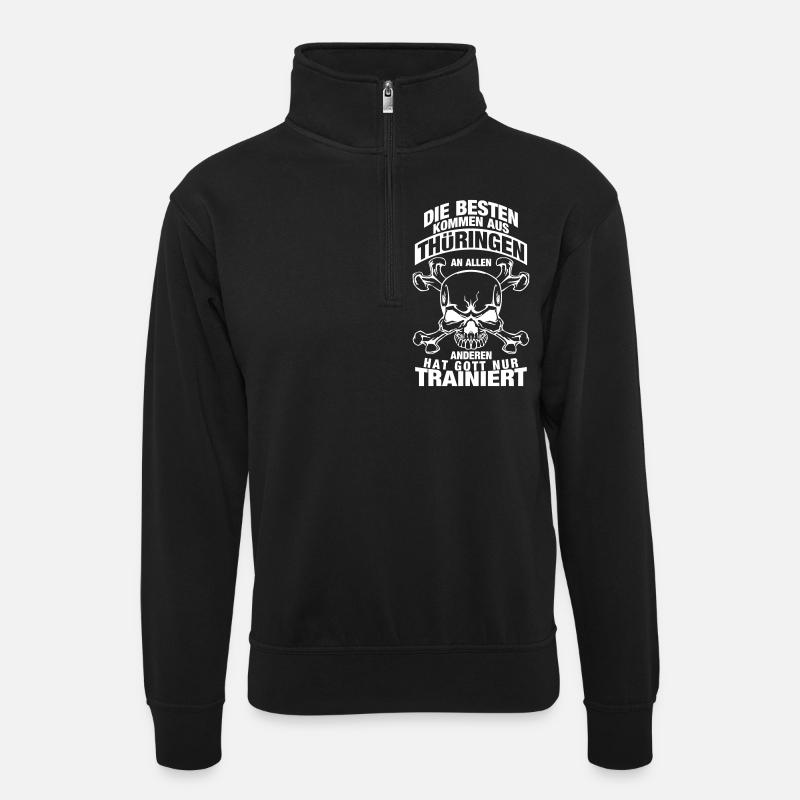 Thüringen - Unisex Pullover mit Zip-Kragen - Schwarz