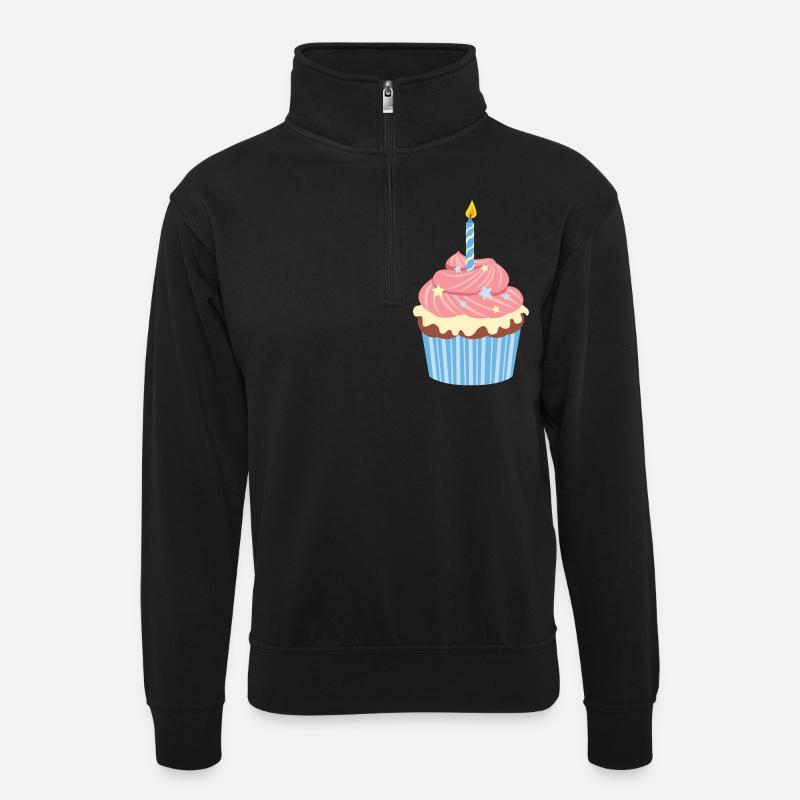 Birthday Cupcake - Unisex Pullover mit Zip-Kragen - Schwarz