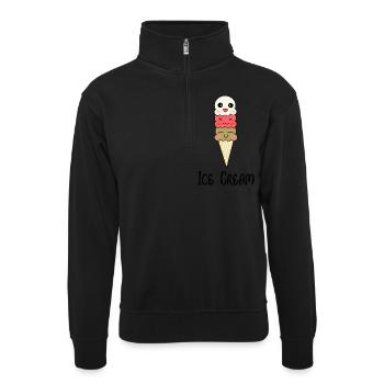 Ice Cream - Unisex Pullover mit Zip-Kragen - Schwarz - Vorne