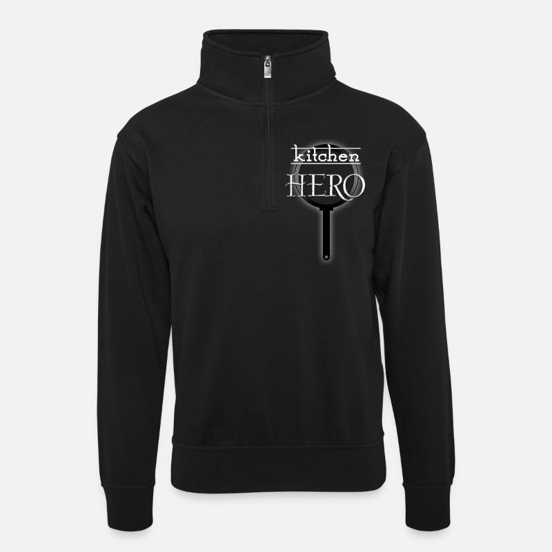 Kitchen Hero - Unisex Pullover mit Zip-Kragen - Schwarz