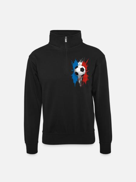 soccer - Unisex sweater with zip collar - black