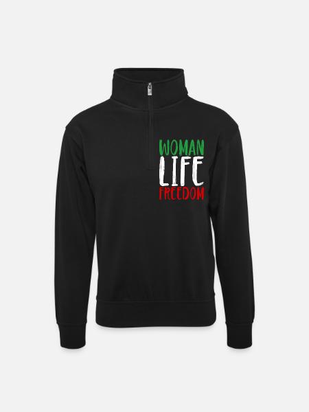 Kvindeliv Frihed Kvinde Kvinder Kvinders Rettigheder Iran - Unisex-sweatshirt med zipkrave - sort