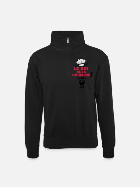 roi de la saucisse - Sweat col montant zippé unisexe - noir
