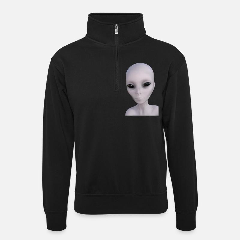 Alien - Unisex Pullover mit Zip-Kragen - Schwarz