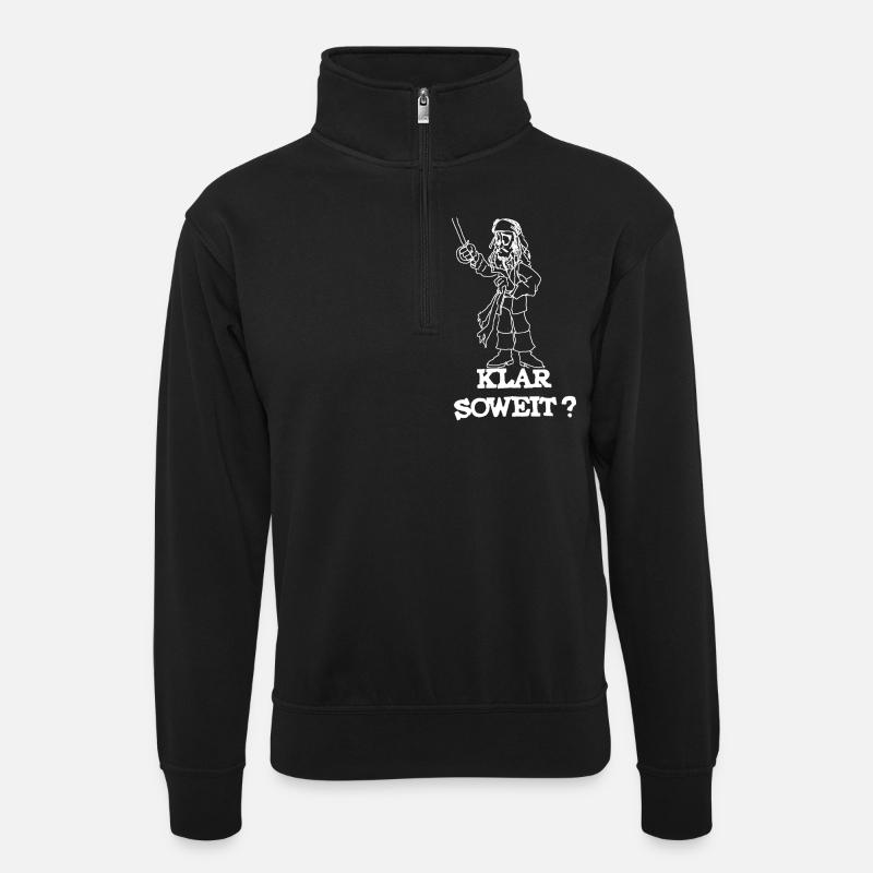Pirat klar soweit - Unisex Pullover mit Zip-Kragen - Schwarz