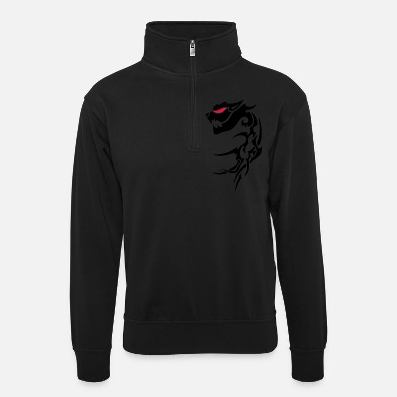 Panther - Unisex sweater with zip collar - black
