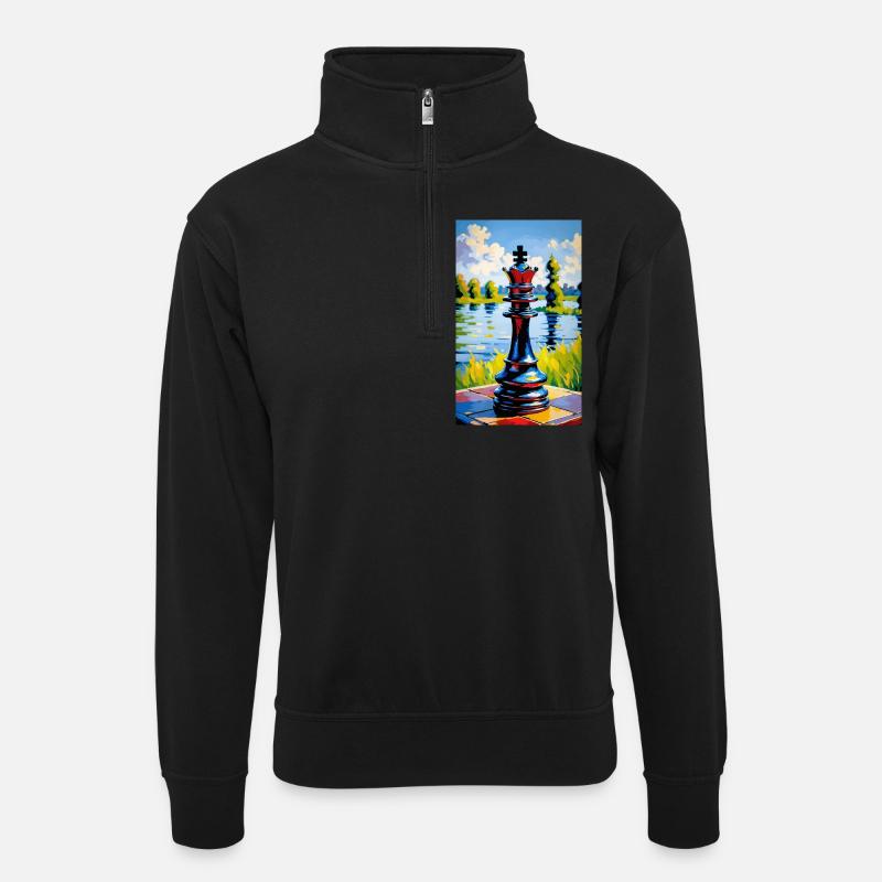 Échecs | Pièce d’échecs | Joueur d’échecs - Sweat col montant zippé unisexe - noir