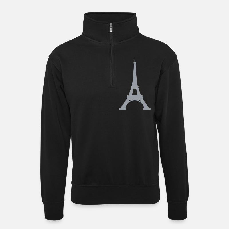 Tour Eiffel - Sweat col montant zippé unisexe - noir