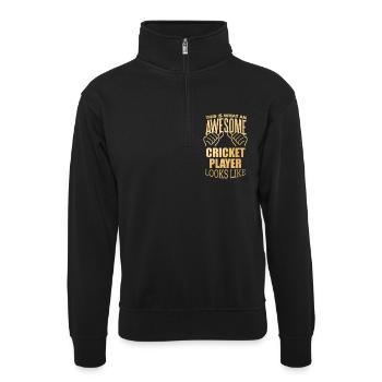Cricket - Unisex sweater with zip collar - black - Front