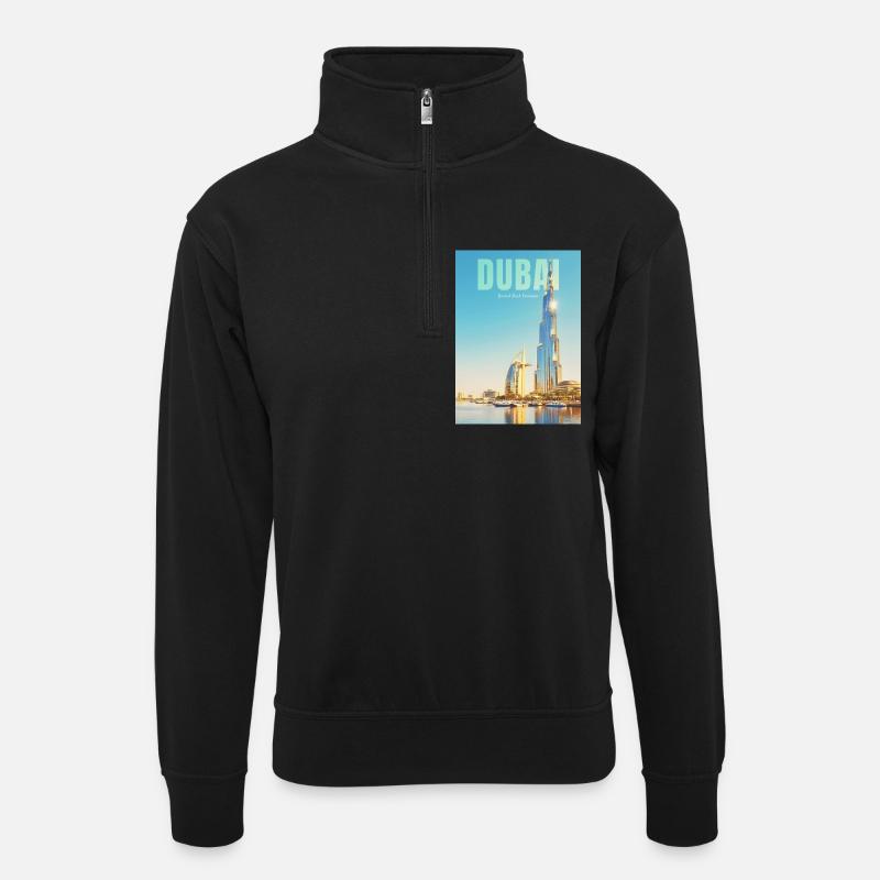 Dubai Skyline – Desert Metropolis - Unisex sweater with zip collar - black