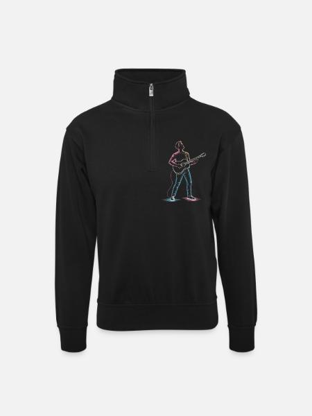 Guitarist Man Playing Guitar Art Print - Unisex sweater with zip collar - black
