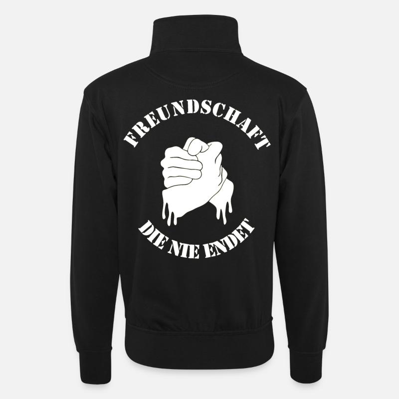 Freundschaftslogo Hand in Hand - Unisex Pullover mit Zip-Kragen - Schwarz