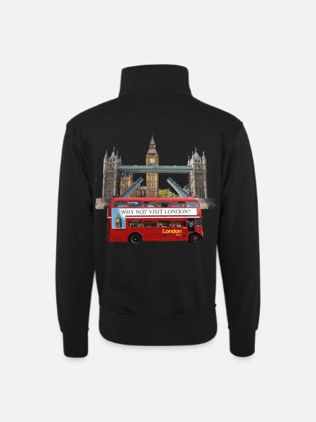 London Landmarks Collage - Unisex sweater with zip collar - black