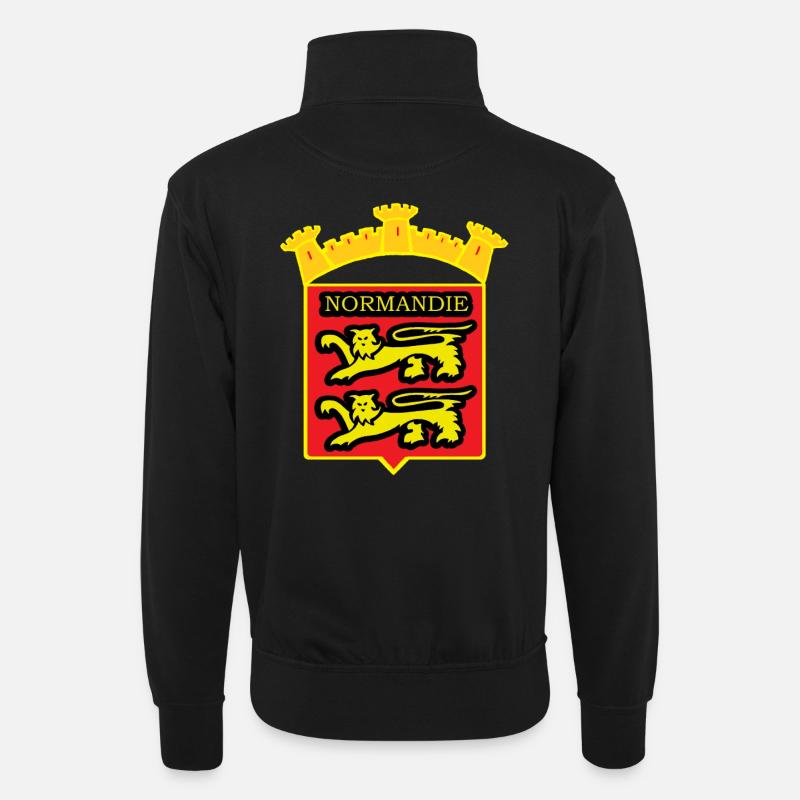 LÖWE DER NORMANDIE - Unisex Pullover mit Zip-Kragen - Schwarz