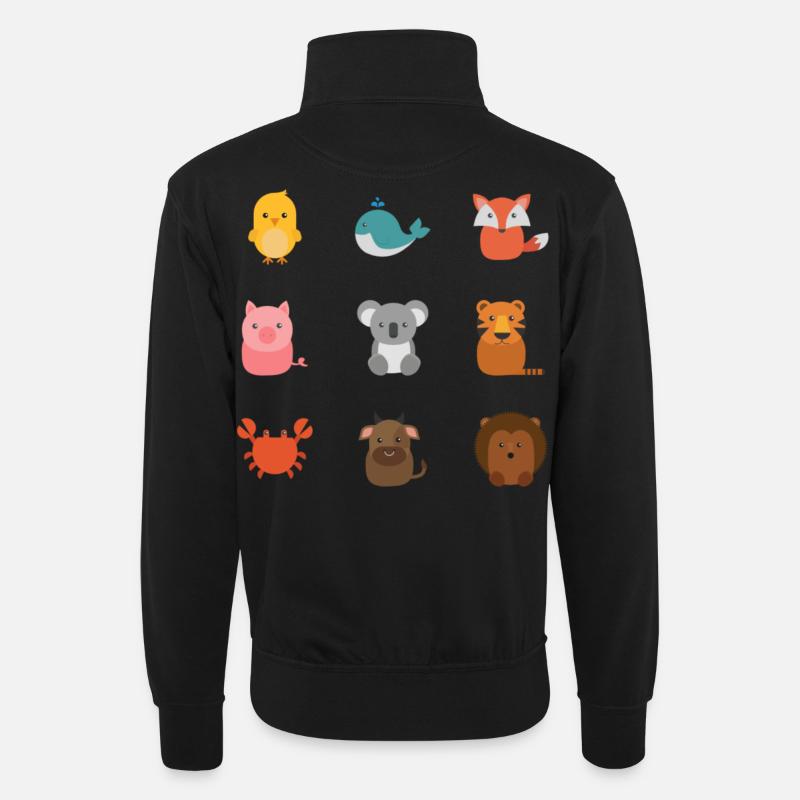 Natur - Unisex Pullover mit Zip-Kragen - Schwarz
