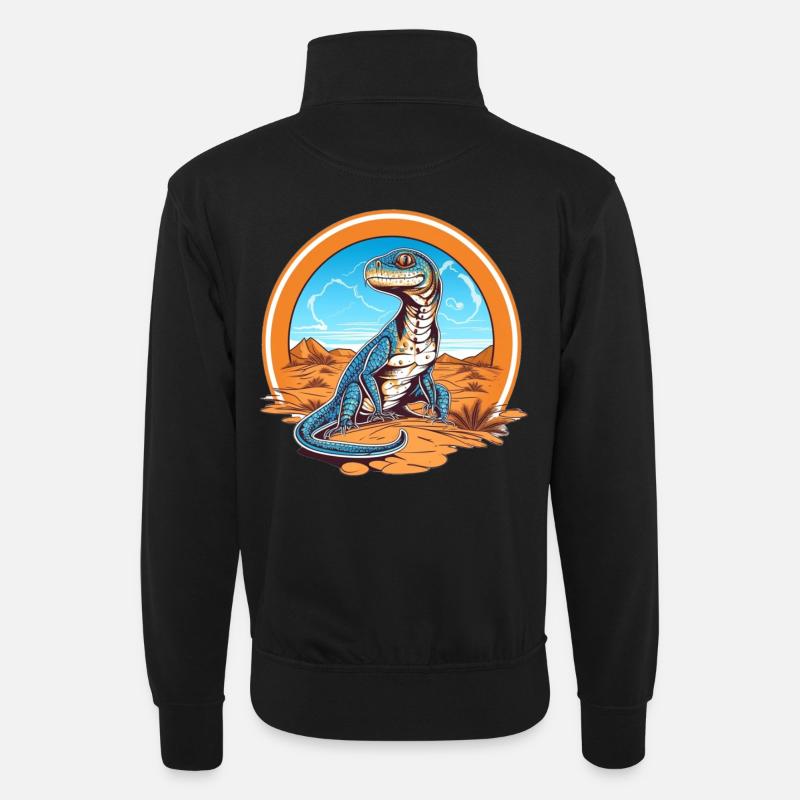 Lizard in Wüstenlandschaft Design - Unisex Pullover mit Zip-Kragen - Schwarz