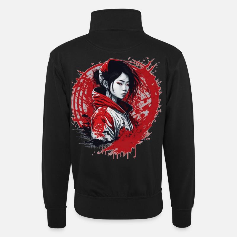 Mädchen Street Style - Unisex Pullover mit Zip-Kragen - Schwarz