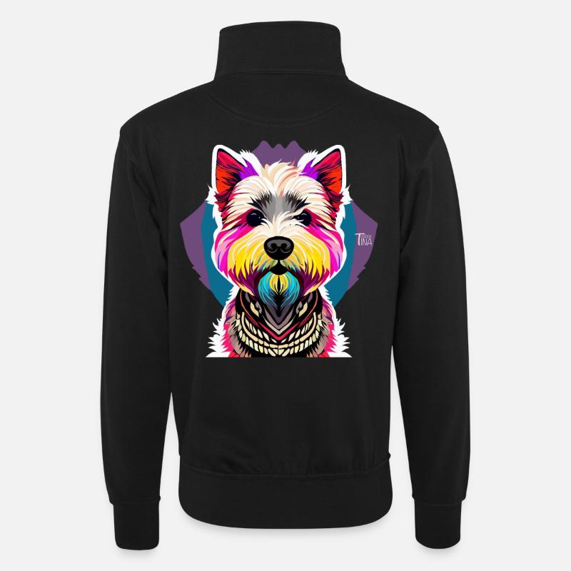 Terrier des Highlands de l’Ouest - Sweat col montant zippé unisexe - noir