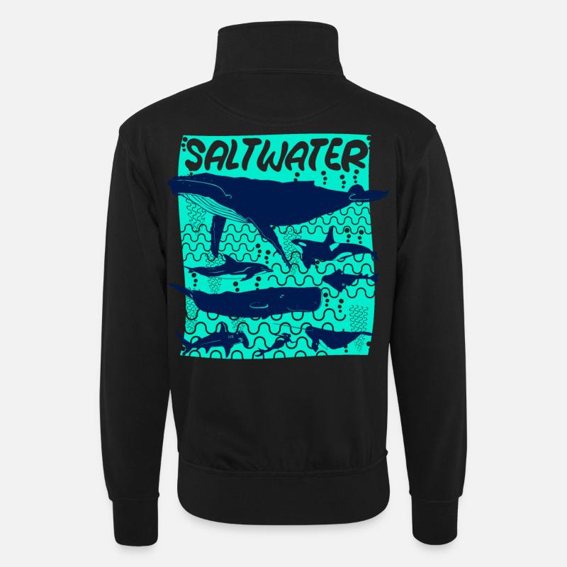 Salzwasser - Unisex Pullover mit Zip-Kragen - Schwarz