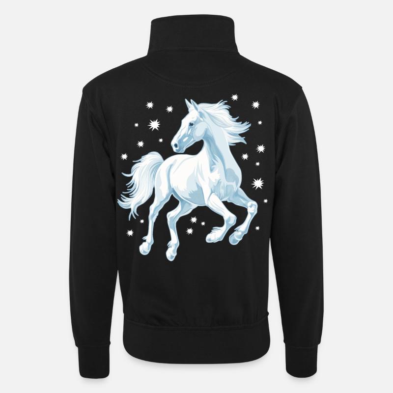 Cheval avec des étoiles - Sweat col montant zippé unisexe - noir