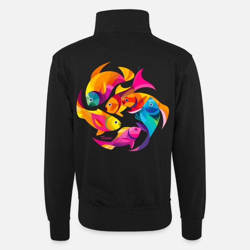 Tropische Farben - Unisex Pullover mit Zip-Kragen - Schwarz