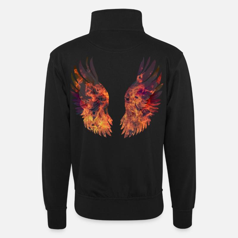 Hell brennende Flügel - Unisex Pullover mit Zip-Kragen - Schwarz