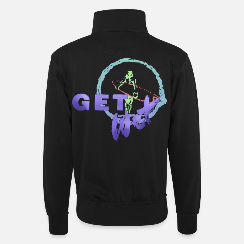 SHARKYS OLDHOUSE get wet  - Unisex Pullover mit Zip-Kragen - Schwarz