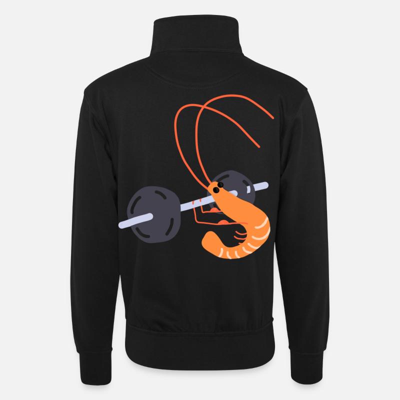 Bodybuilding Sallle Garnelen - Unisex Pullover mit Zip-Kragen - Schwarz