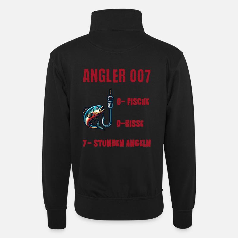 Angler - Unisex Pullover mit Zip-Kragen - Schwarz