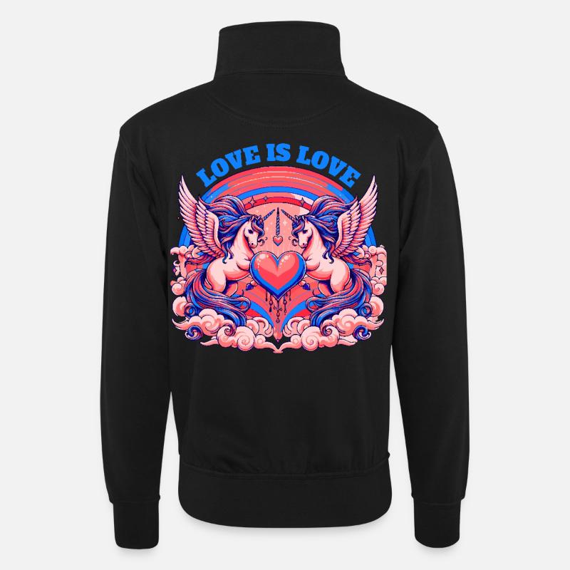 Love is Love Blau - Unisex Pullover mit Zip-Kragen - Schwarz