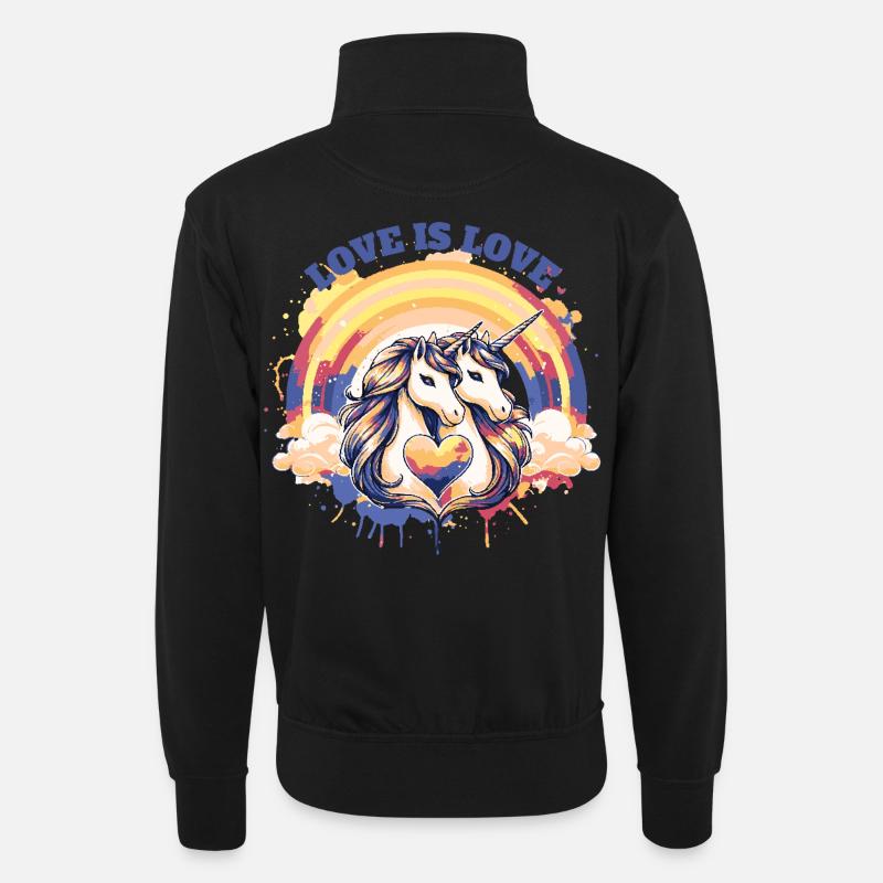 Love is Love - Unisex Pullover mit Zip-Kragen - Schwarz