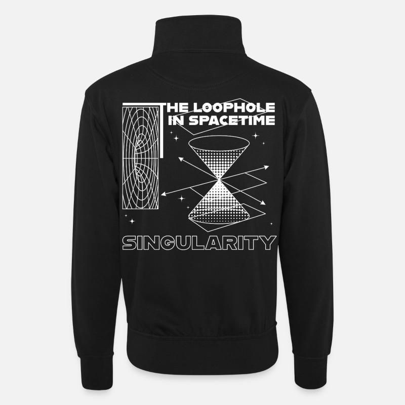 Singularität im Raumzeit-Loch - Unisex Pullover mit Zip-Kragen - Schwarz
