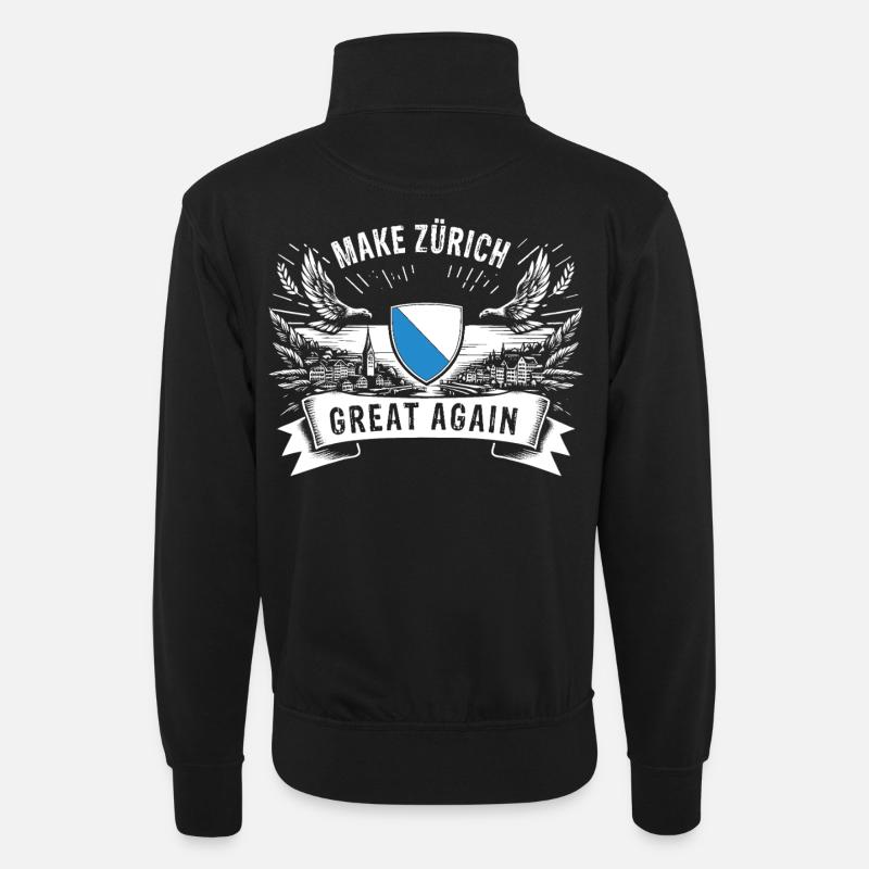 MAKE ZURICH GREAT AGAIN - Unisex sweater with zip collar - black