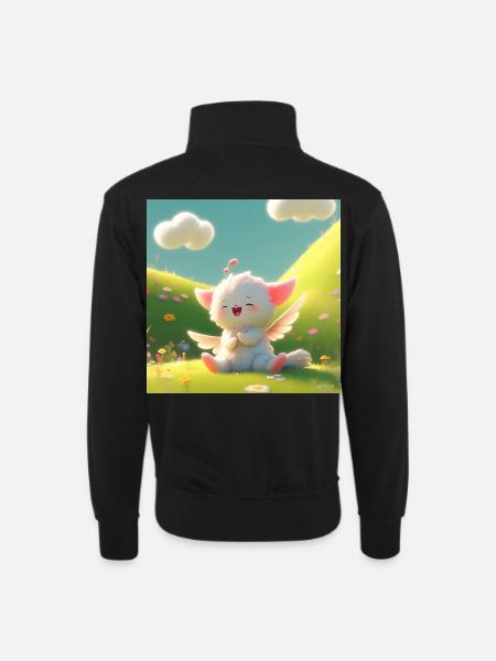 Design - Unisex sweater with zip collar - black